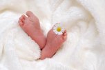 Geburten Zwei Babyfüsse in einem weißen Handtuch