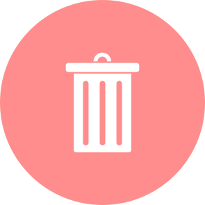 Müllabfuhr weiße Mülltonne in einem roten Kreis