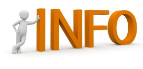 Männchen lehnt an den Schriftzug INFO